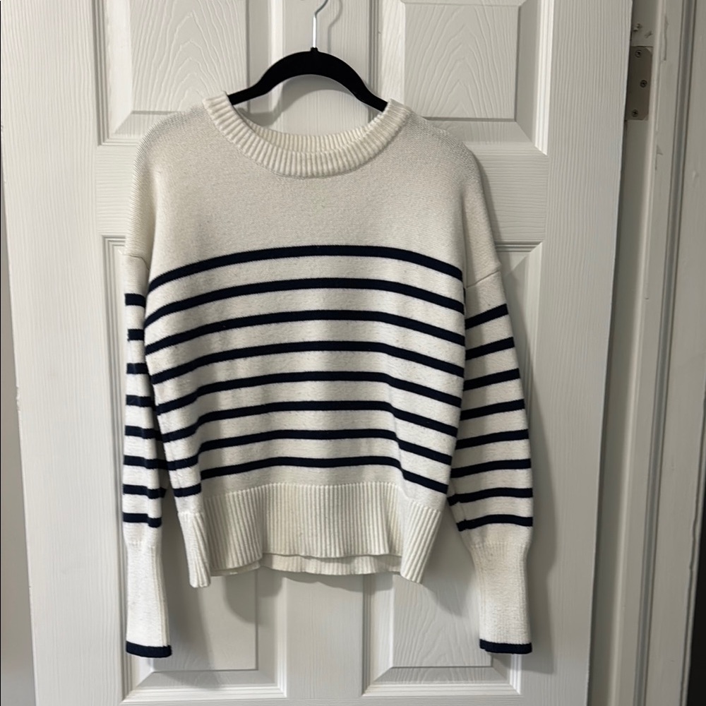 Philosophy Navy and Cream Striped Sweater